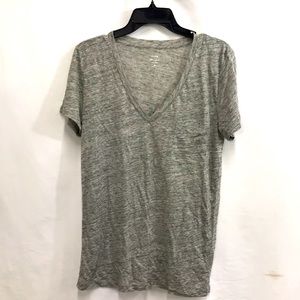 J. Crew Heather Gray Linen Tee Shirt Size Medium